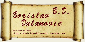 Borislav Dulanović vizit kartica